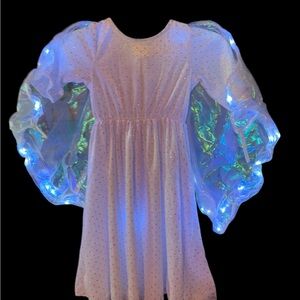 Private Label Kids Dress with LED Lights - White and Blue